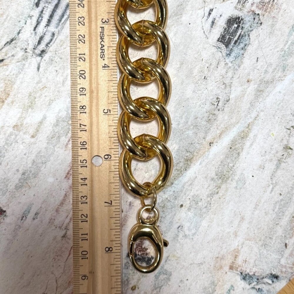 Diego Massimo Wide Gold Chain Bracelet - Picture 4 of 11